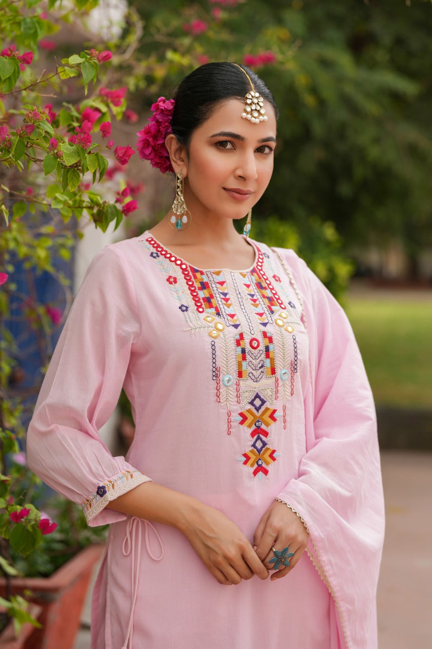TRENDY EMBROIDERED SUIT SET
