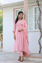 BEAUTIFUL HAND EMBROIDERED MUL COTTON SUIT SET