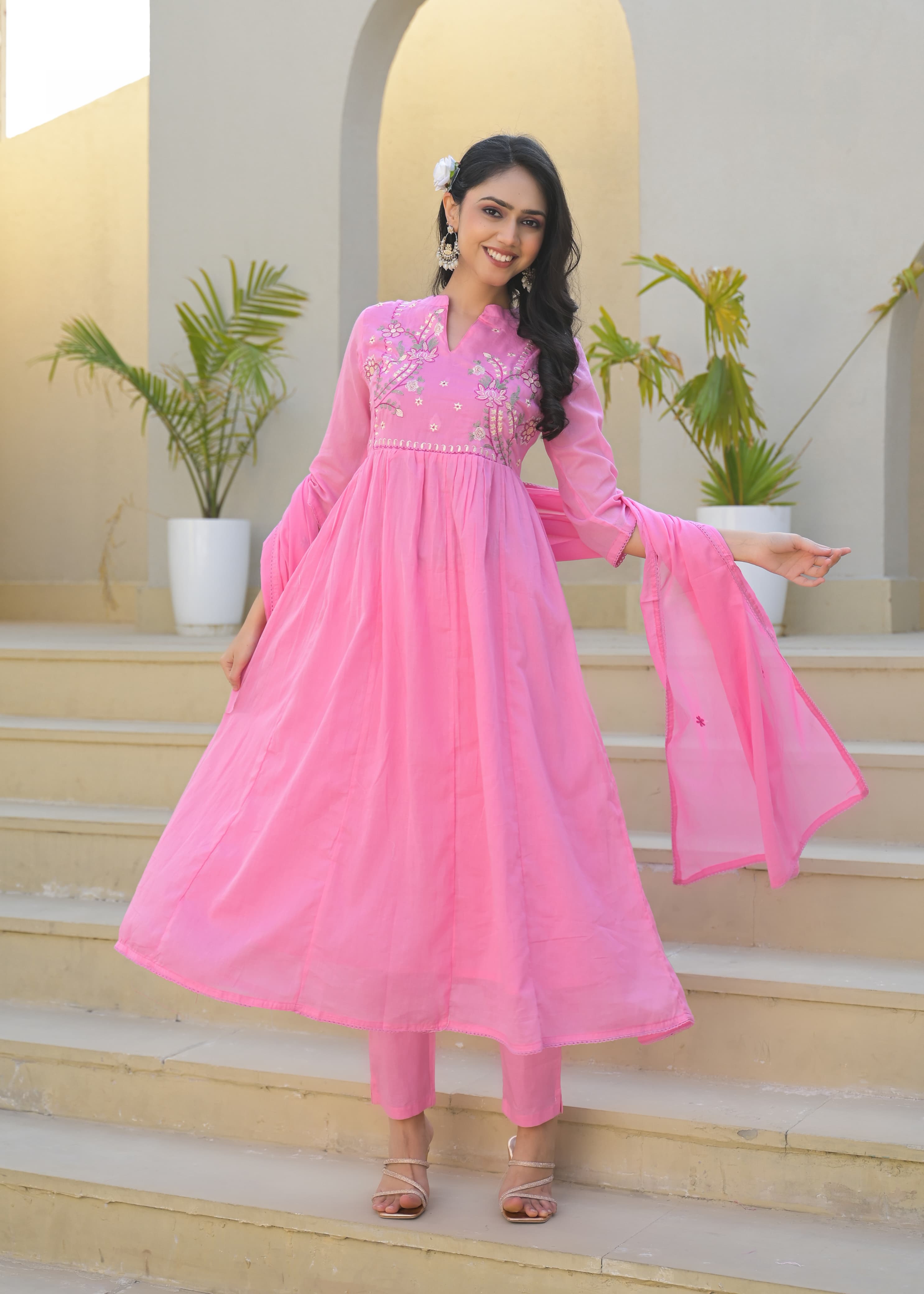 EMBROIDERED MUL COTTON SUIT SET