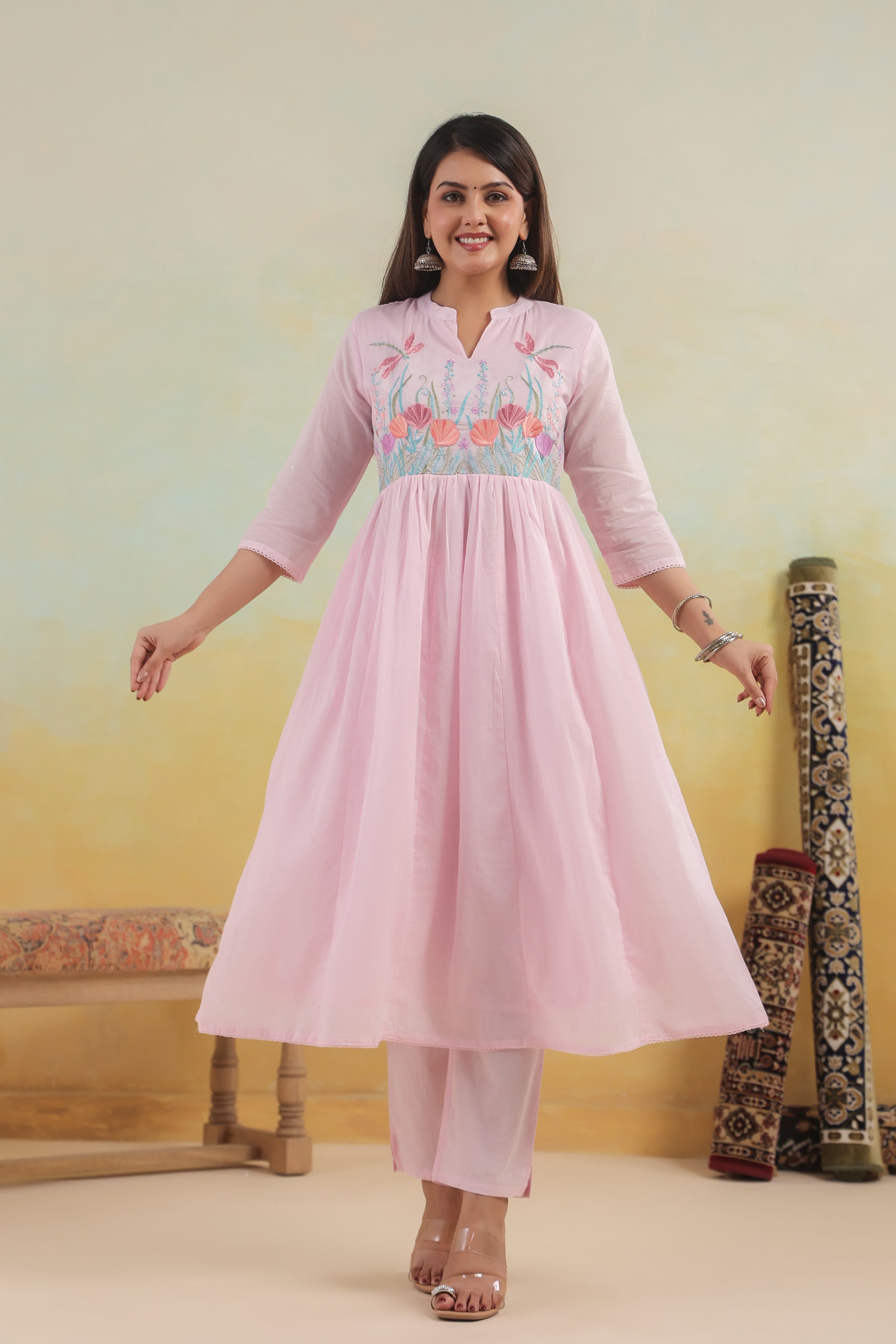 BEAUTIFUL EMBROIDERED MUL COTTON SUIT SET