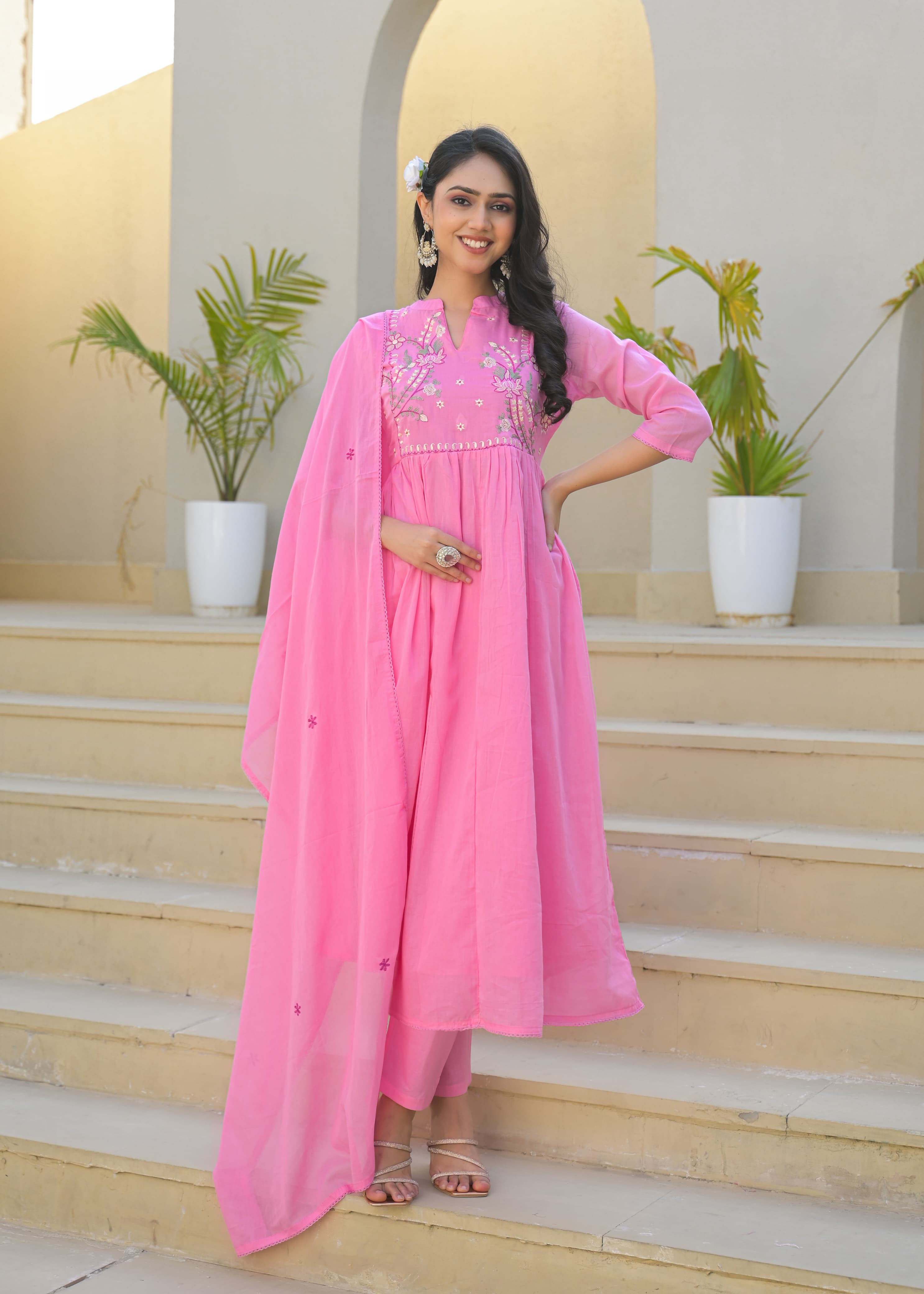 EMBROIDERED MUL COTTON SUIT SET