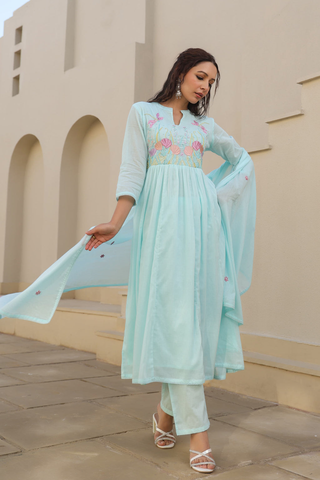 BEAUTIFUL EMBROIDERED MUL COTTON SUIT SET