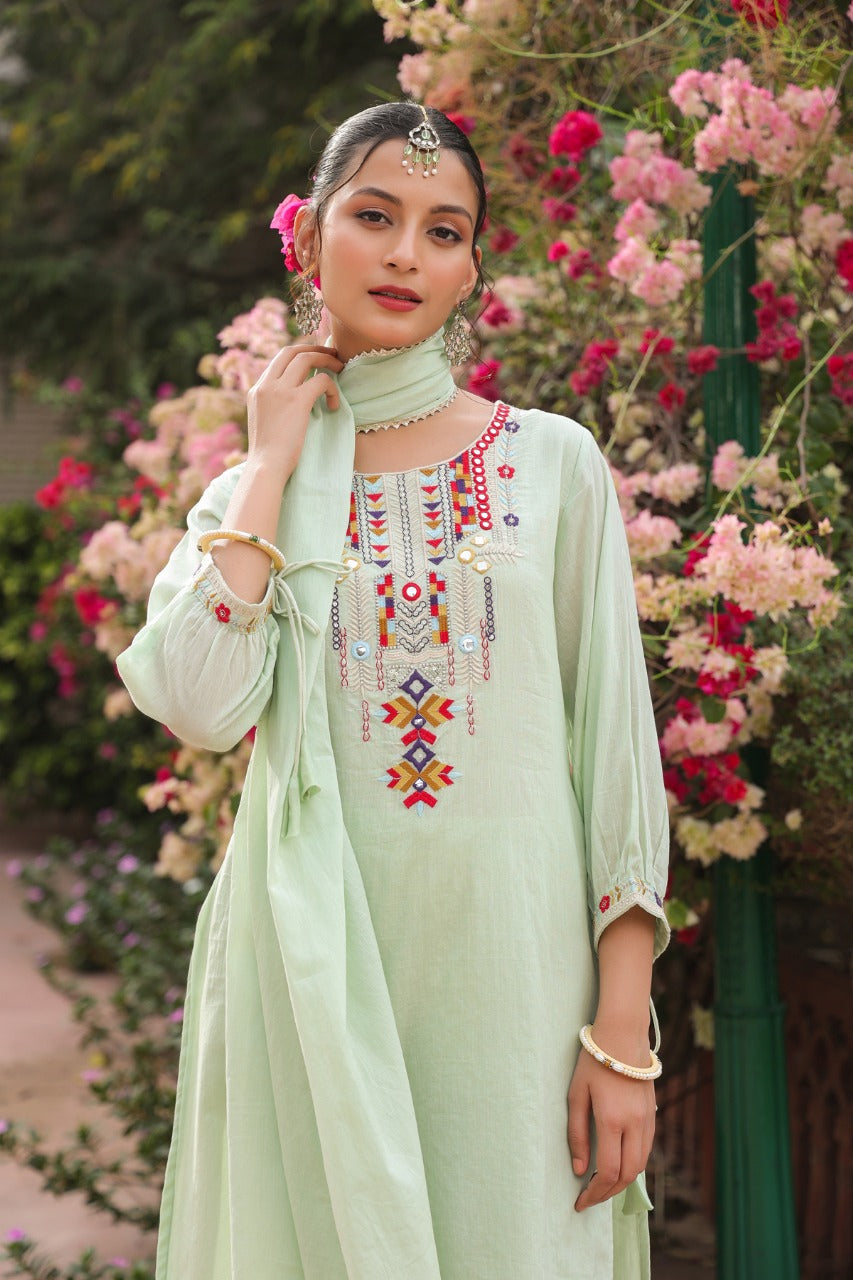 TRENDY EMBROIDERED SUIT SET