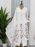 Pure mal cotton & hand-painted florals suit