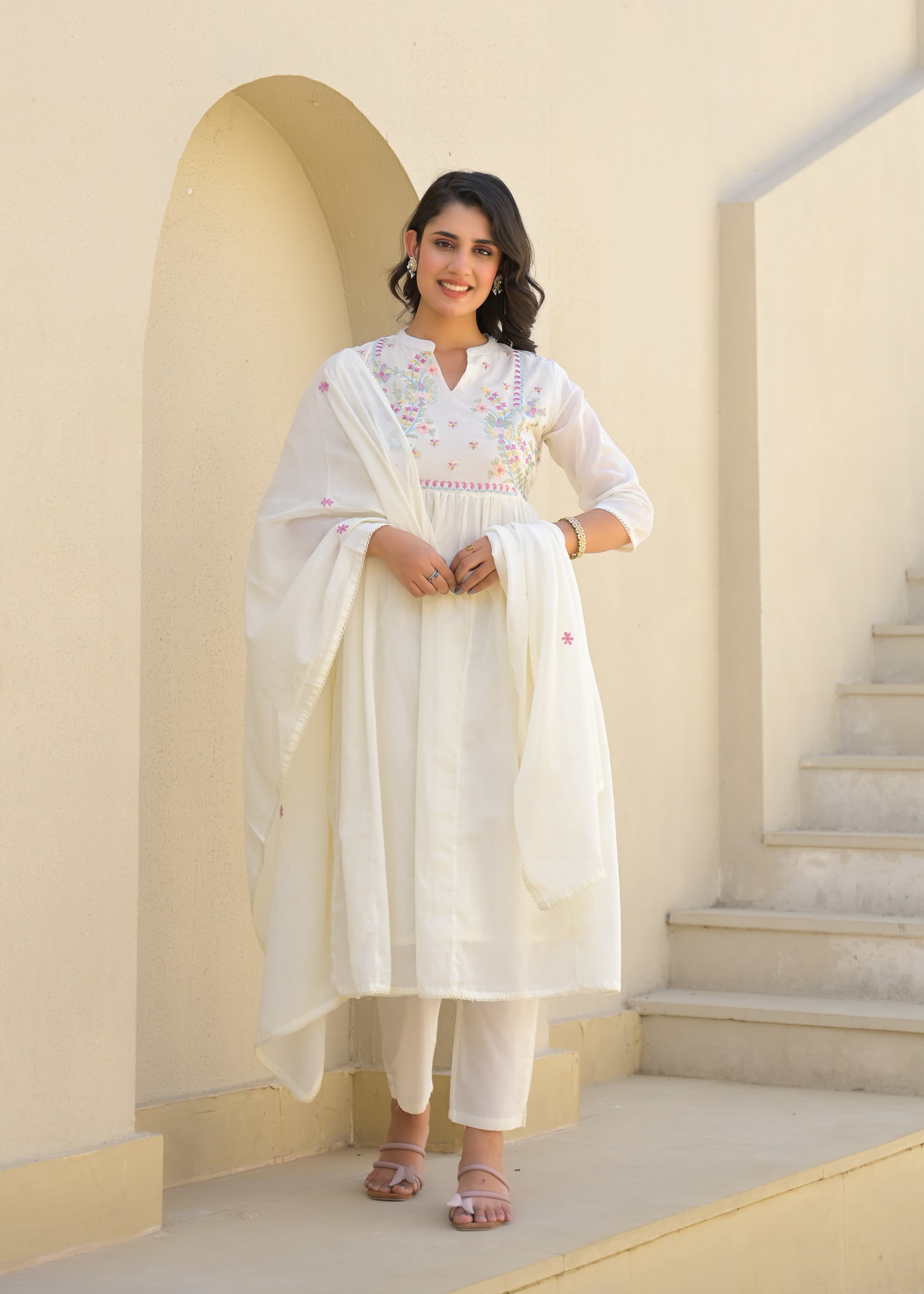 EMBROIDERED MUL COTTON SUIT SET