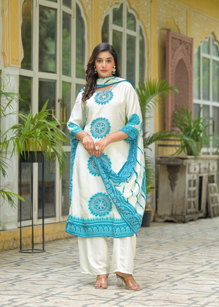 PURE CREP HANDWORK THREE PIECE SUIT