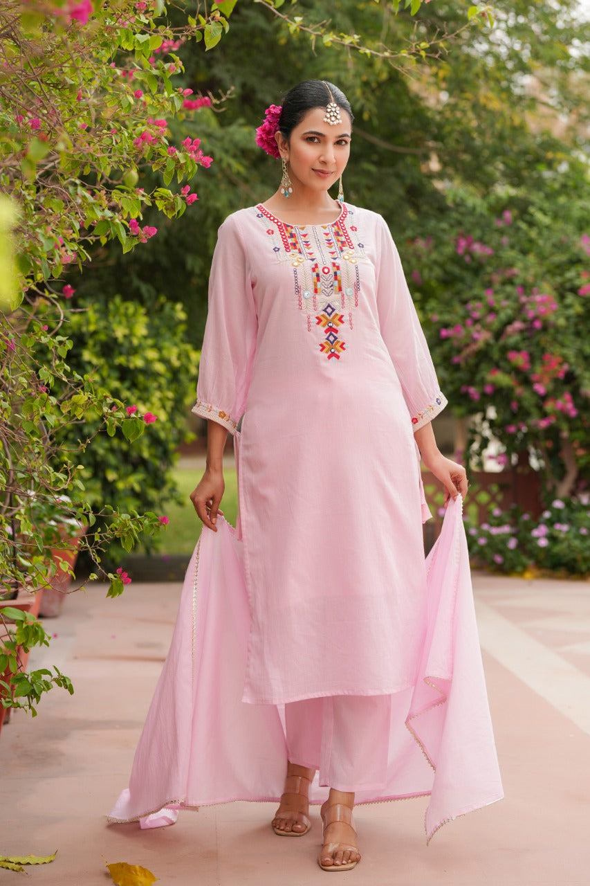 TRENDY EMBROIDERED SUIT SET