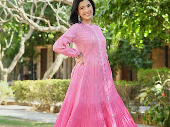 OMBRE MULMUL FLAIRED GOWN