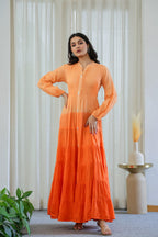 OMBRE MULMUL FLAIRED GOWN