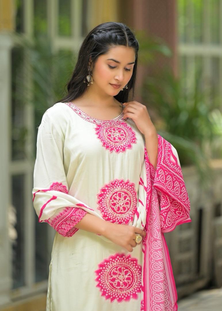 PURE CREP HANDWORK THREE PIECE SUIT