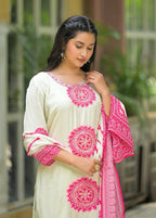 PURE CREP HANDWORK THREE PIECE SUIT