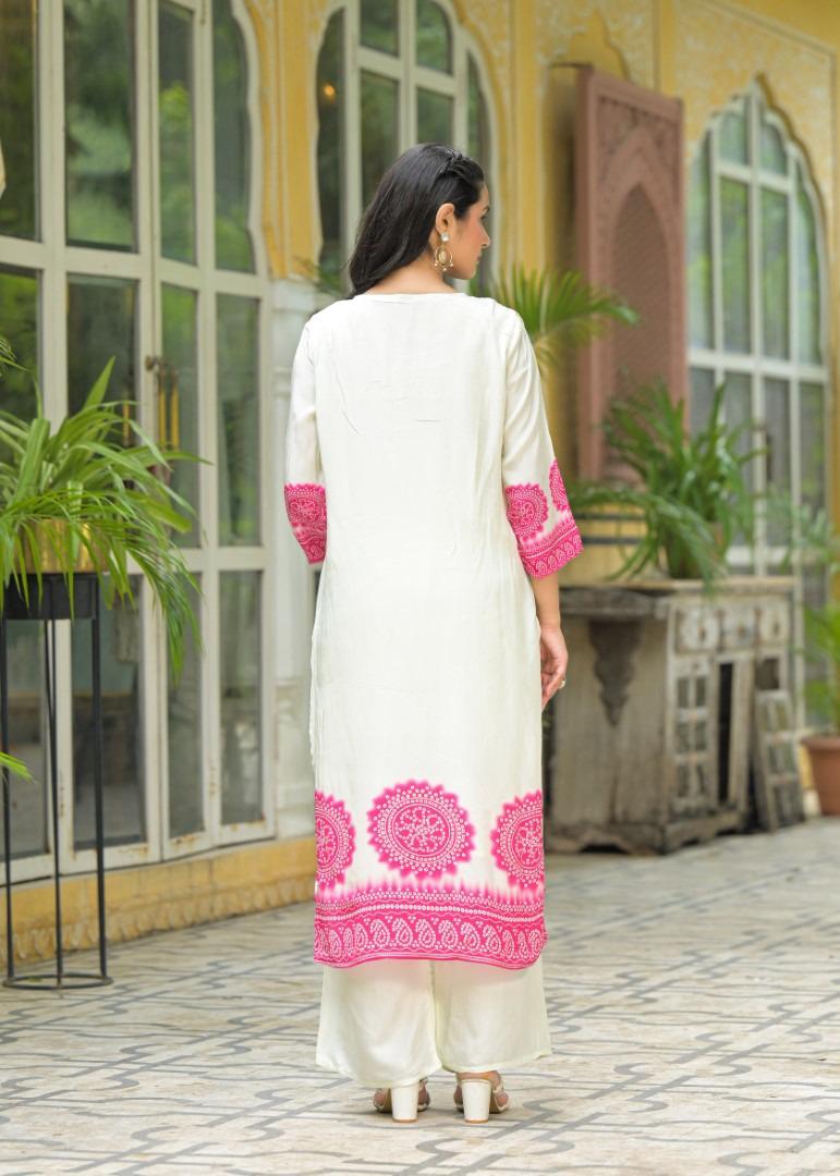 PURE CREP HANDWORK THREE PIECE SUIT