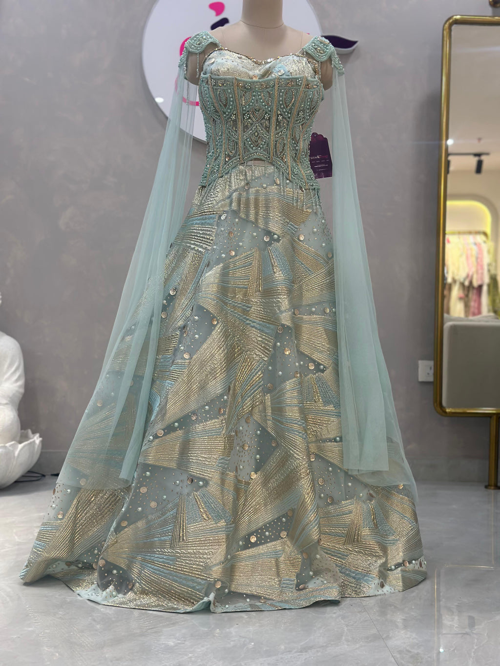 Pastel Mint Handwork Lehenga Set