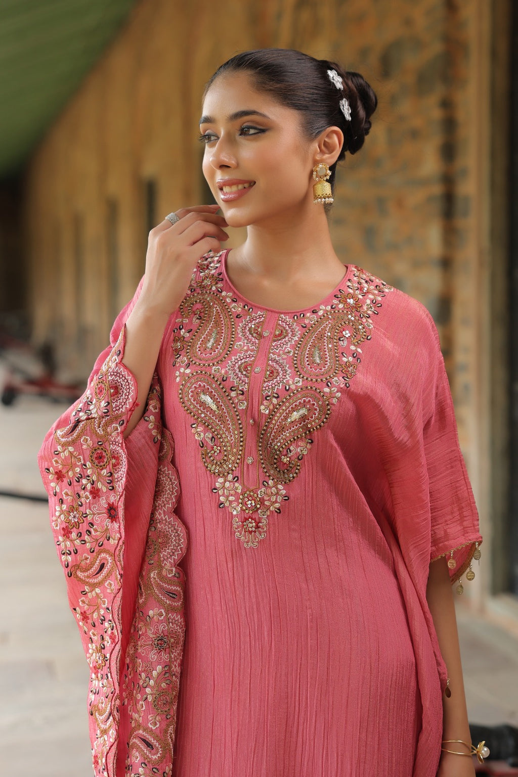 EMBROIDERED PURE ZARI TISSUE KAFTAN