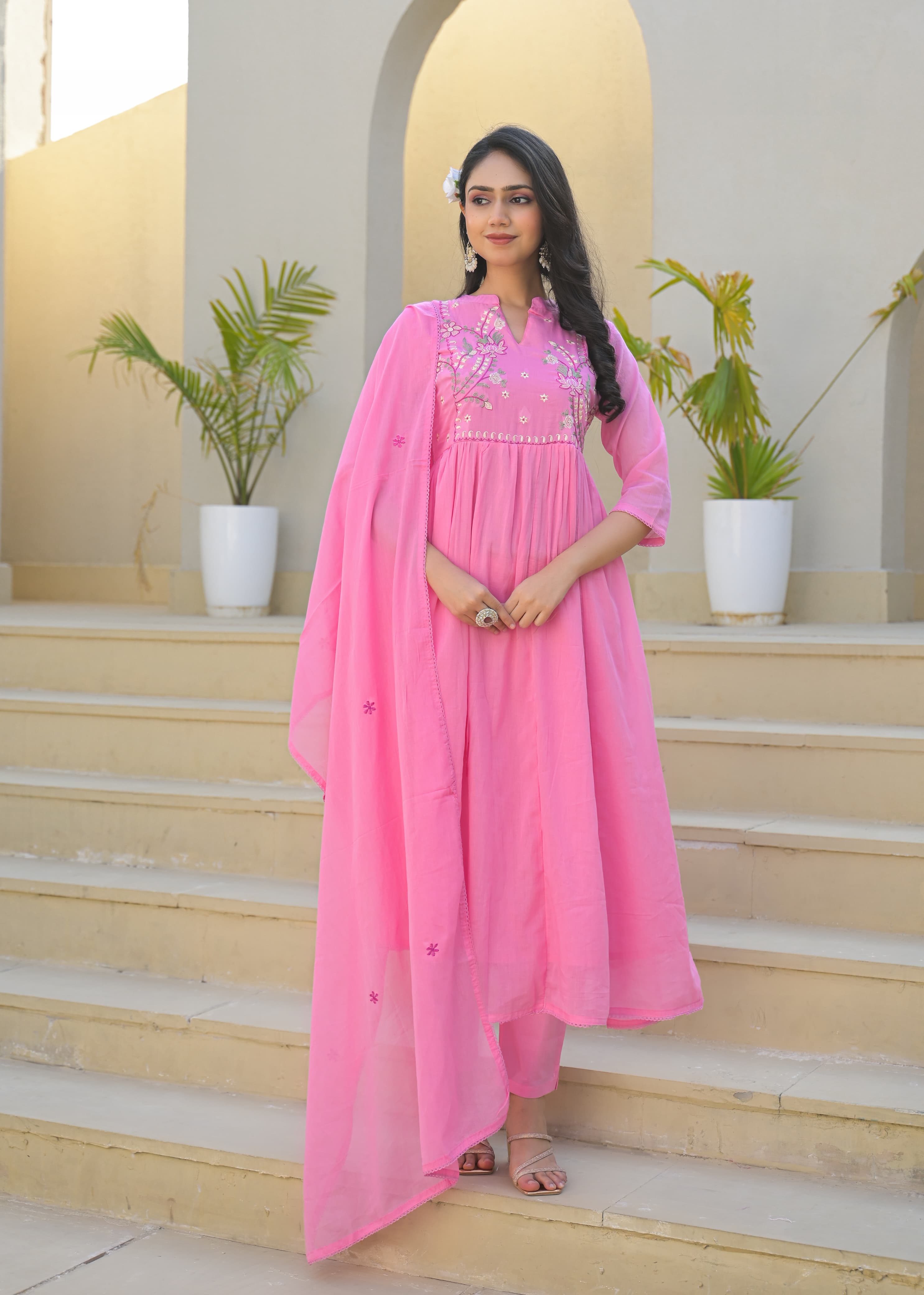 EMBROIDERED MUL COTTON SUIT SET