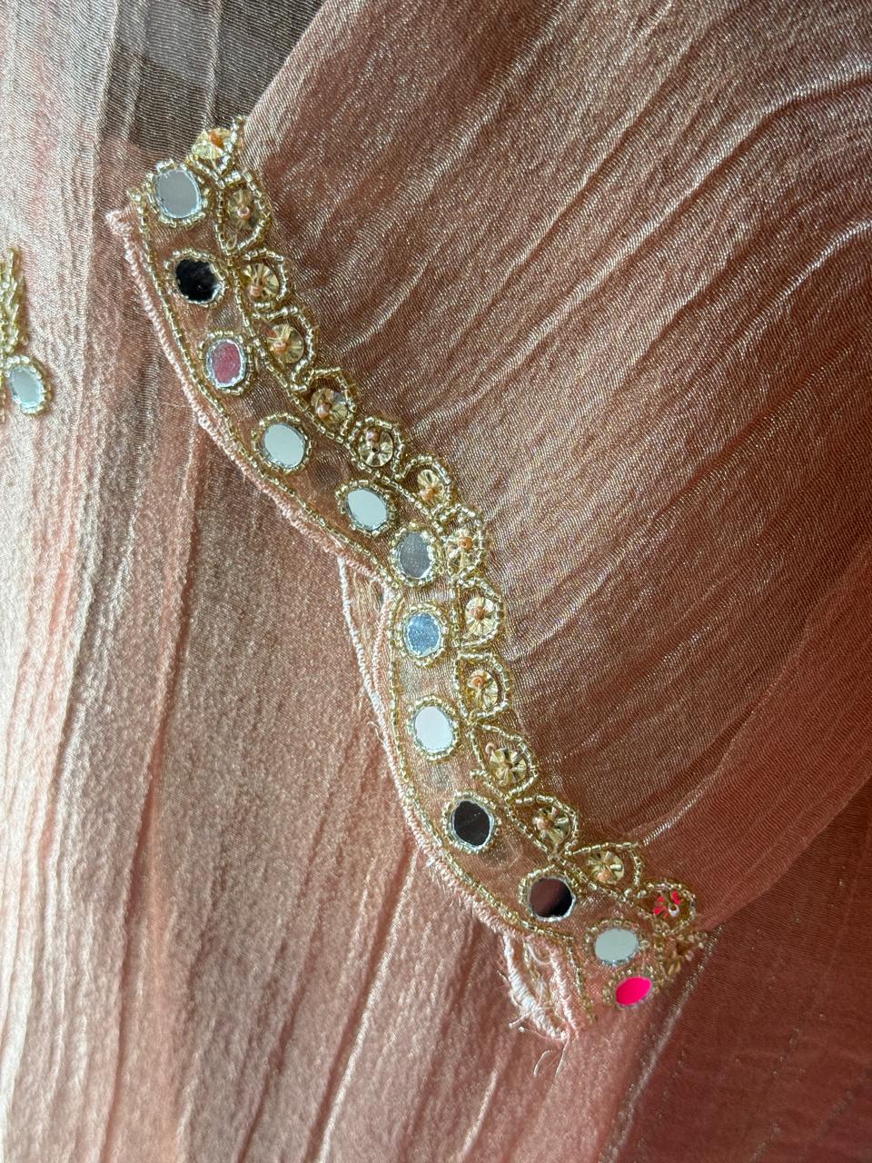 Crush Tissue Elegance Kurti Set with Original Mirror Work