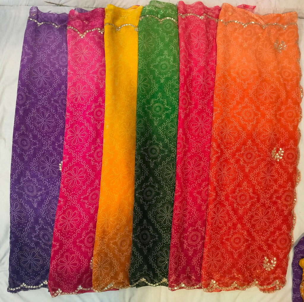 OMBRE BHANDEJ HANDWORK SAREES