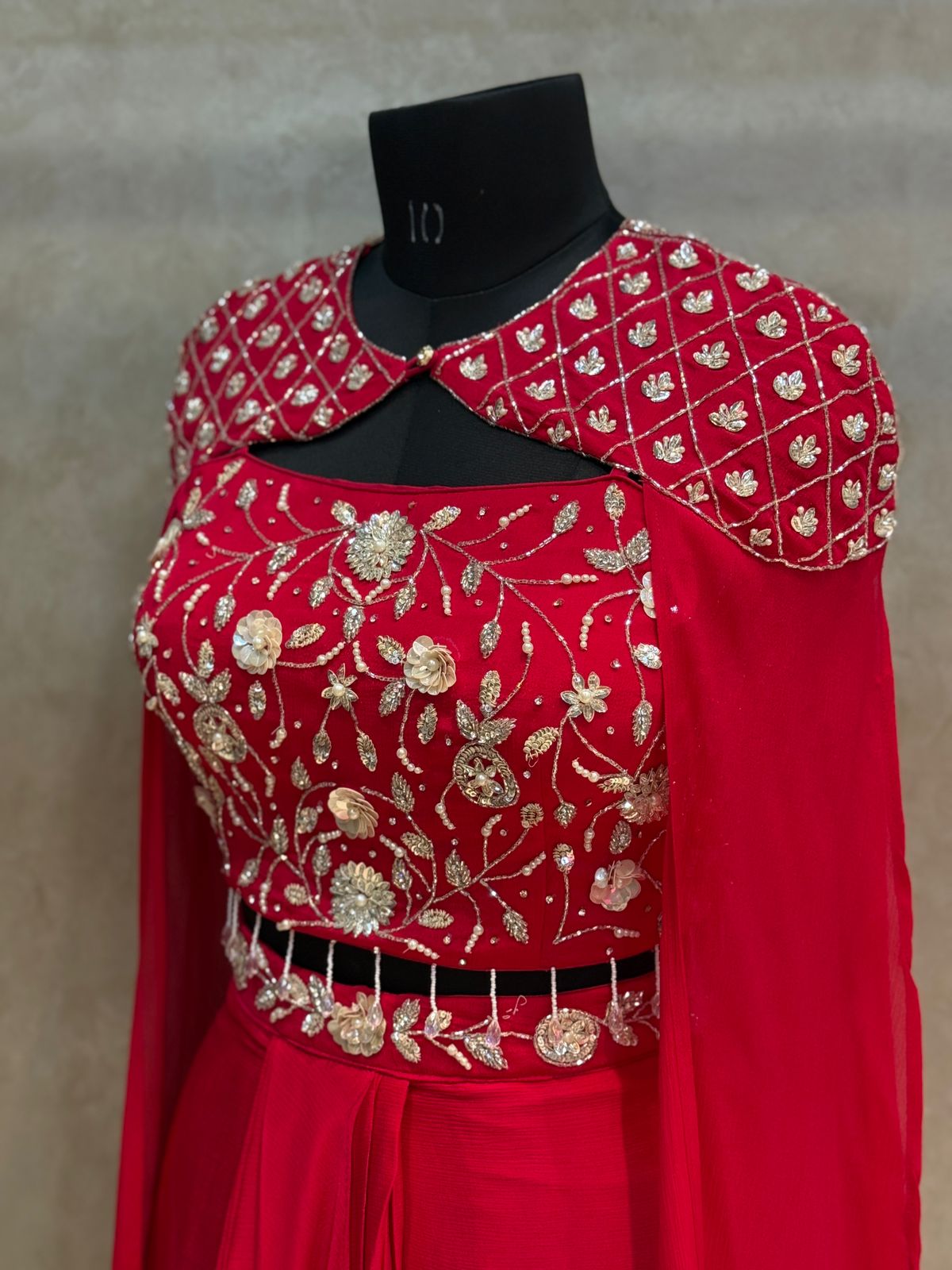 DRAPE SKIRT WITH CAP SHRUG