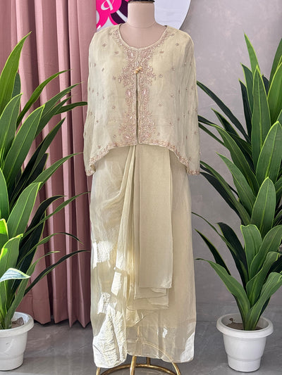 Beautiful Drape Skirt With Handwork Captop Set