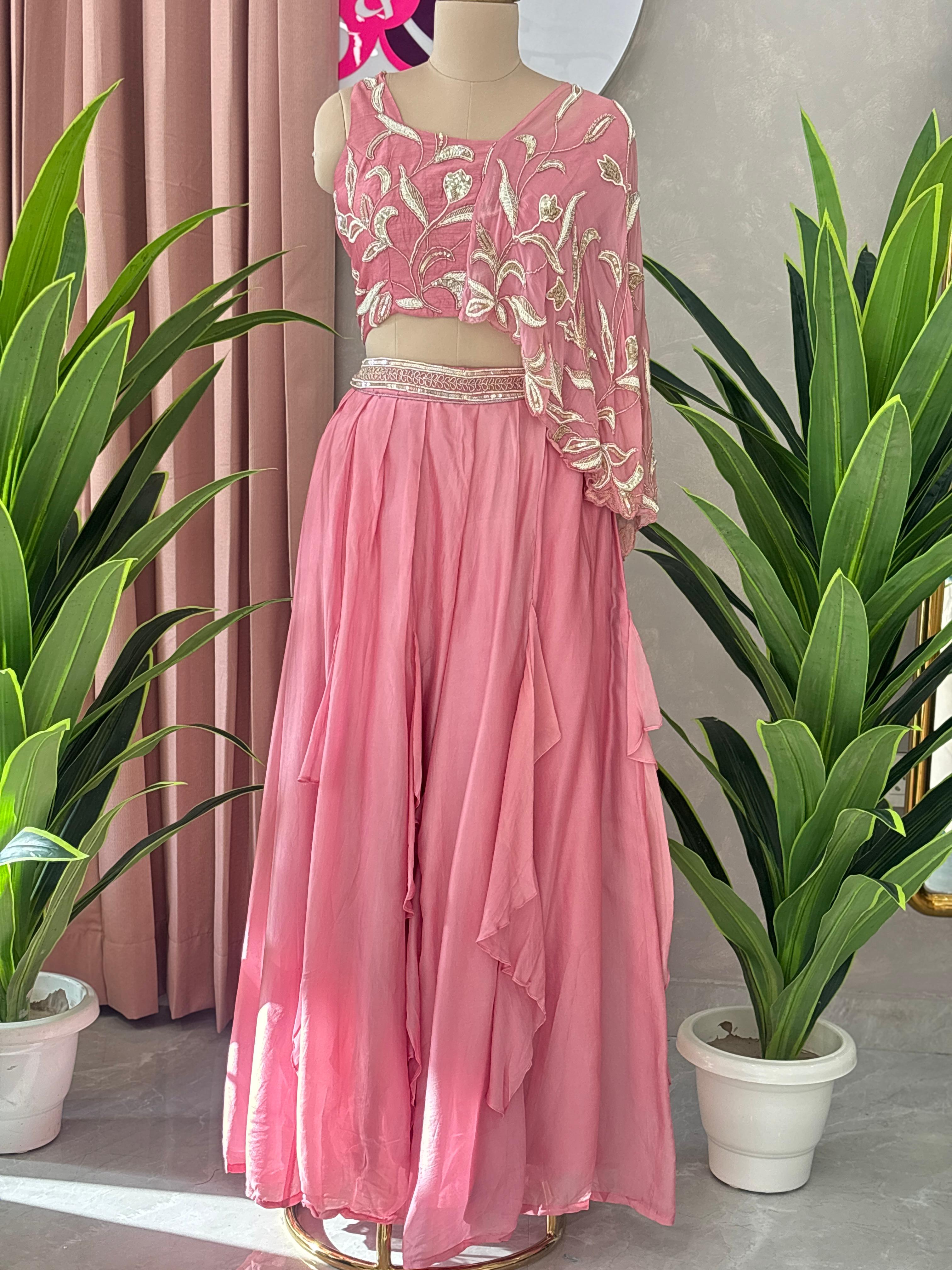 Designer Handwork Top with Flared Palazzo