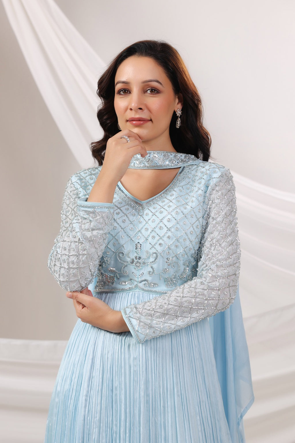 LONG ANARKALI IN HANDWORK