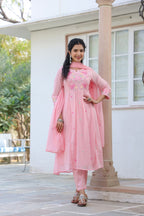 BEAUTIFUL HAND EMBROIDERED MUL COTTON SUIT SET