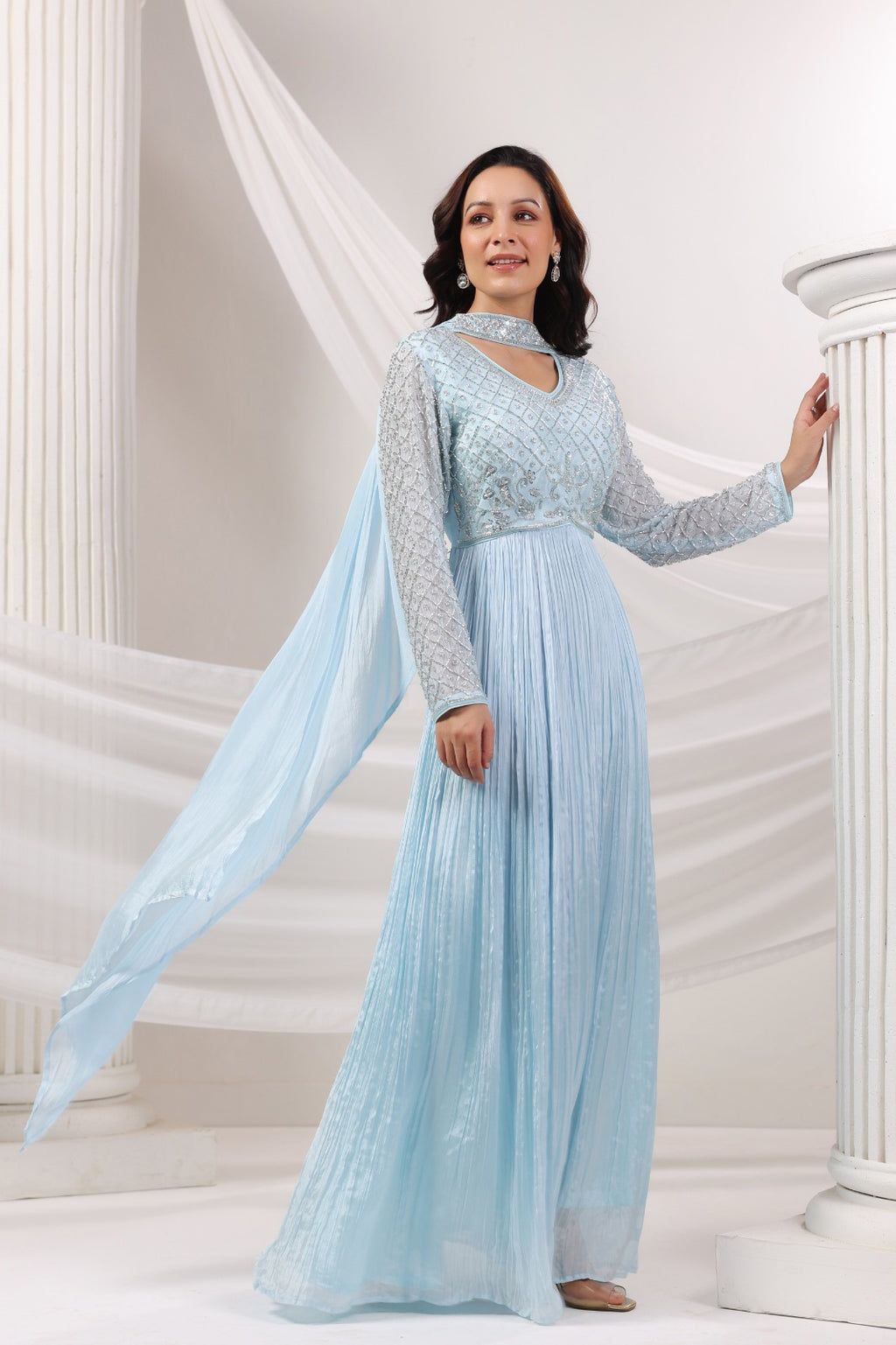 LONG ANARKALI IN HANDWORK