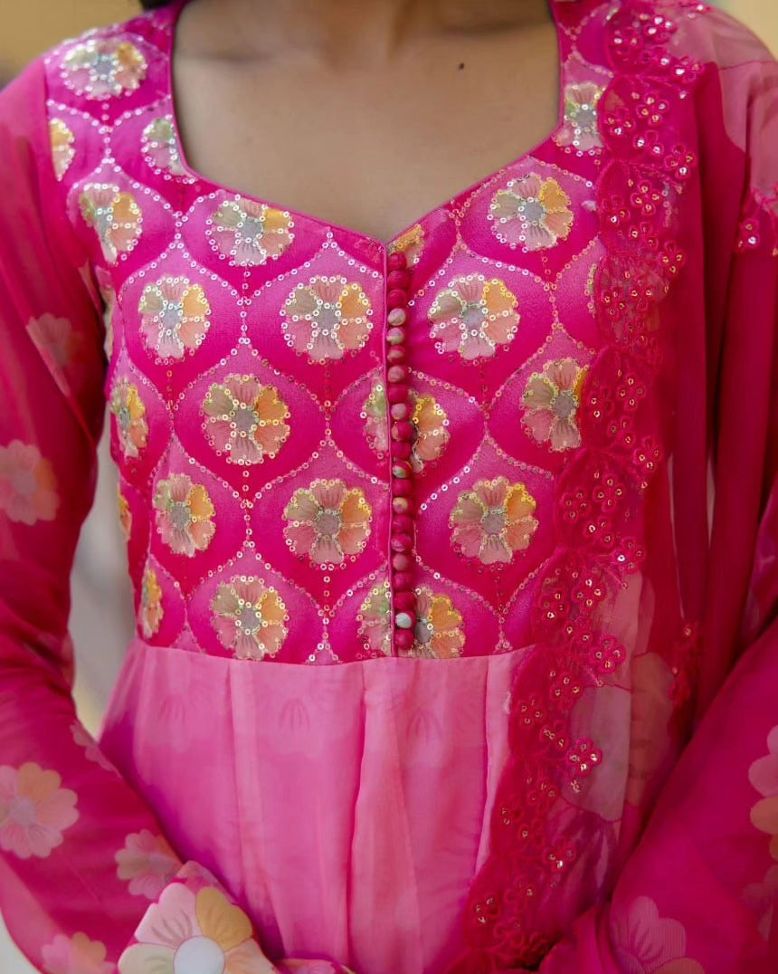 PURE ORGANZA FLORAL ANARKALI