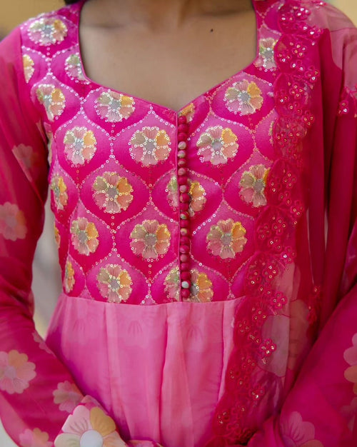 PURE ORGANZA FLORAL ANARKALI