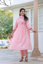 BEAUTIFUL HAND EMBROIDERED MUL COTTON SUIT SET