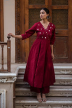 TRENDY TWO PIECE MIRROR WORK SUIT