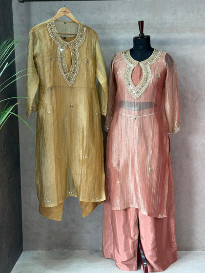 Crush Tissue Elegance Kurti Set with Original Mirror Work