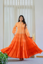 OMBRE MULMUL FLAIRED GOWN