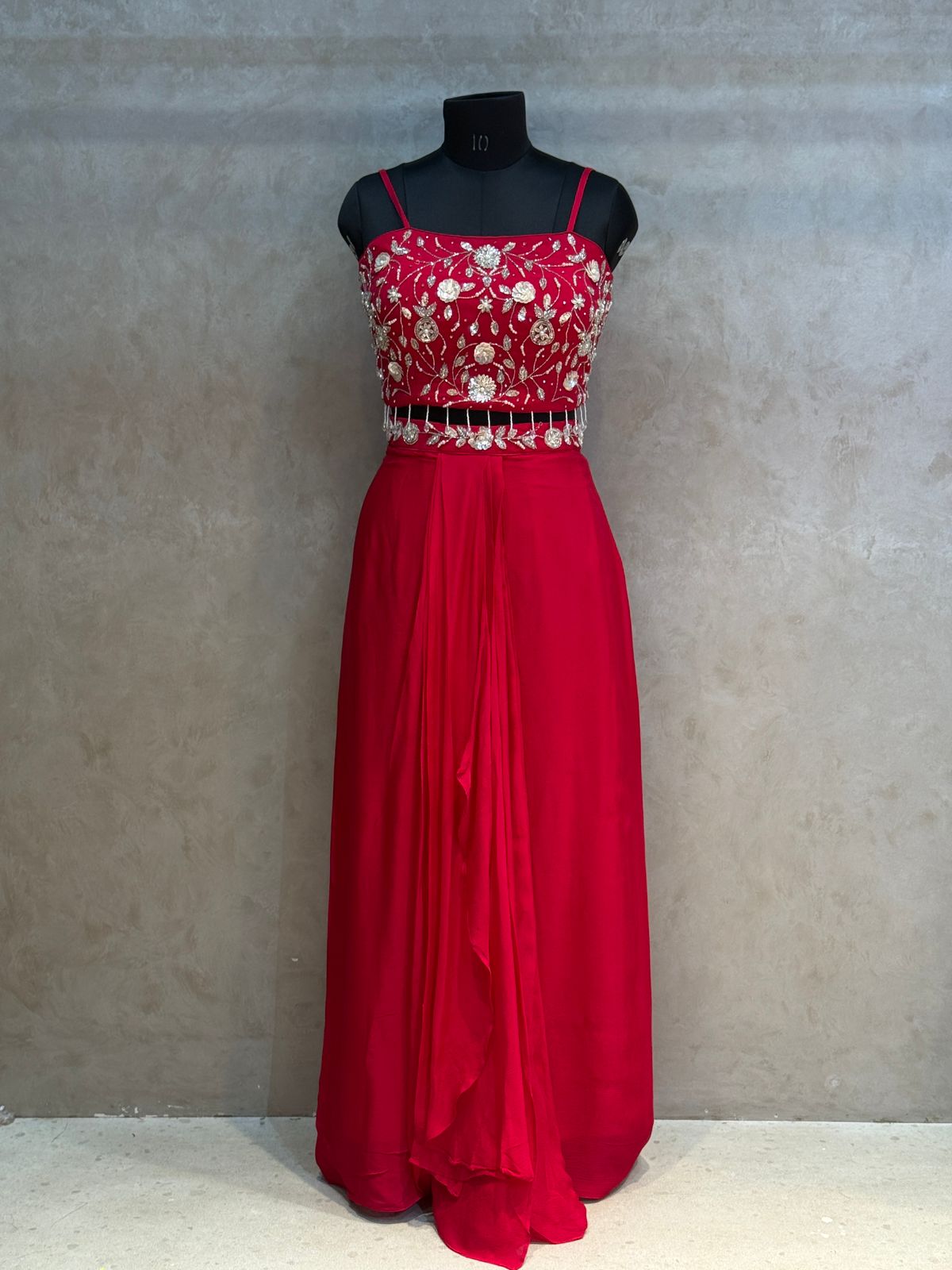 DRAPE SKIRT WITH CAP SHRUG